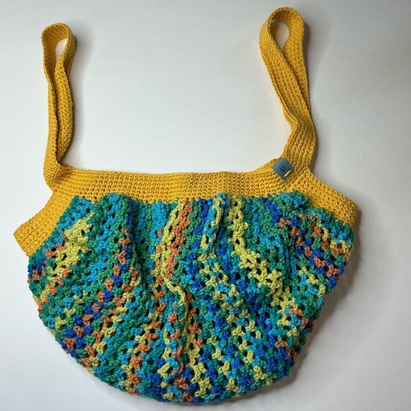 Large Crochet Mesh Market Bag Cotton and Acrylic Handcrafted Handmade Reusable - Picture 12 of 16